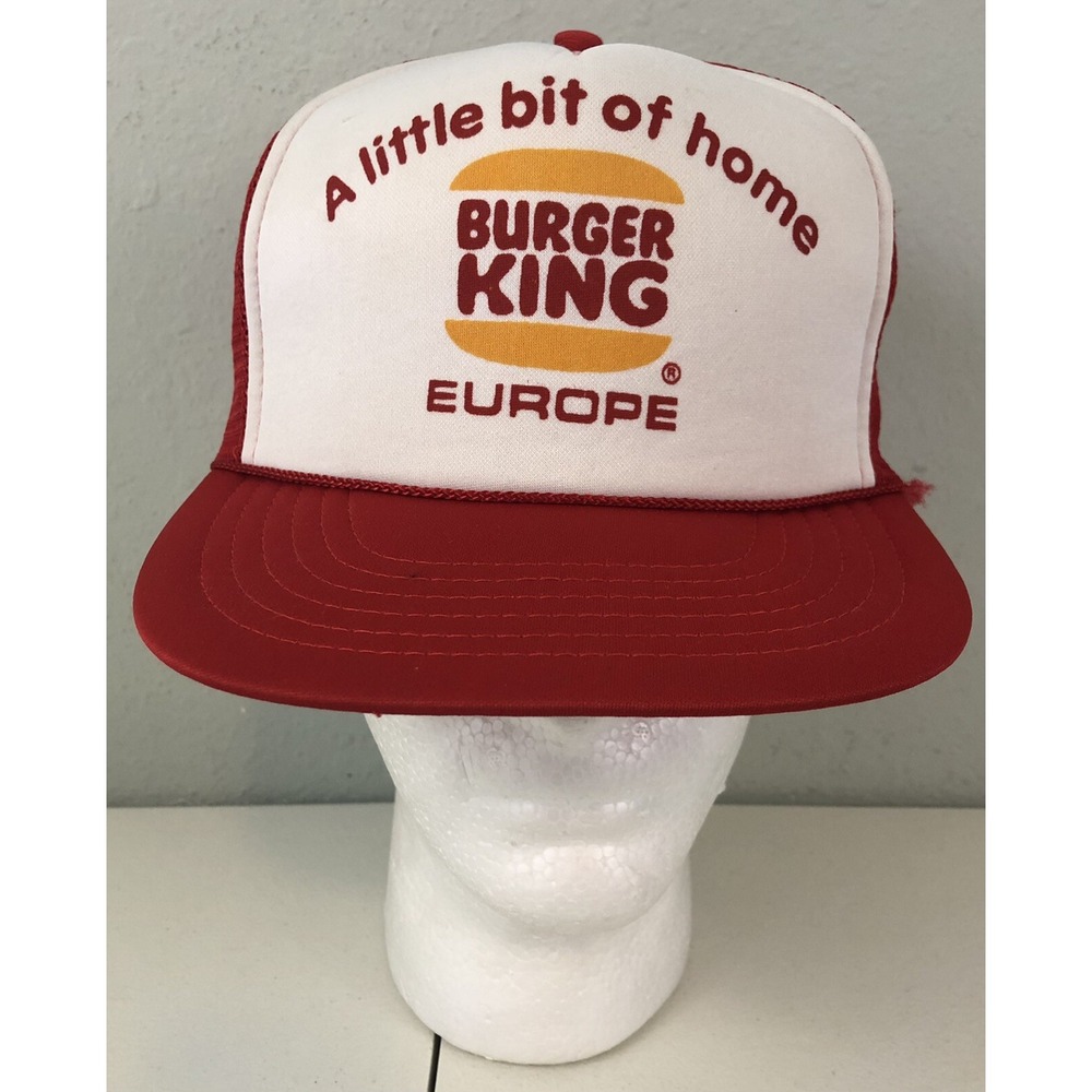 Vintage Burger King Europe A Little Bit of Home Red White Trucker Snapback Hat